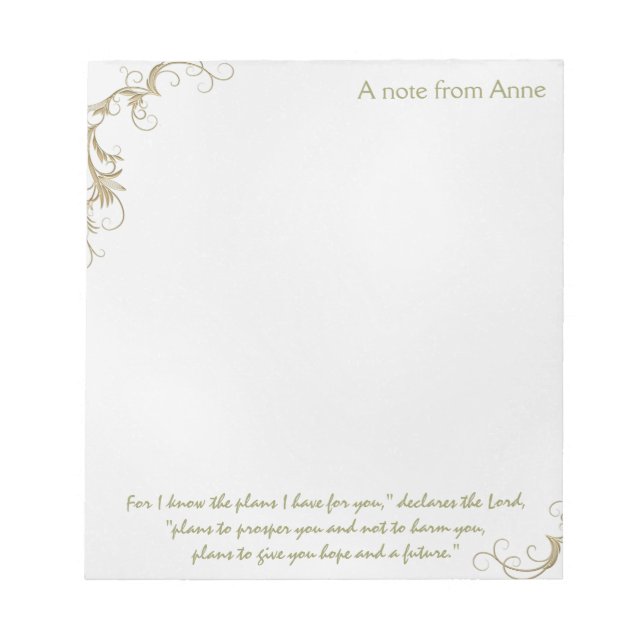 Bloc De Notas Esperanza y un futuro, Personalizado Christian Not (Frente)