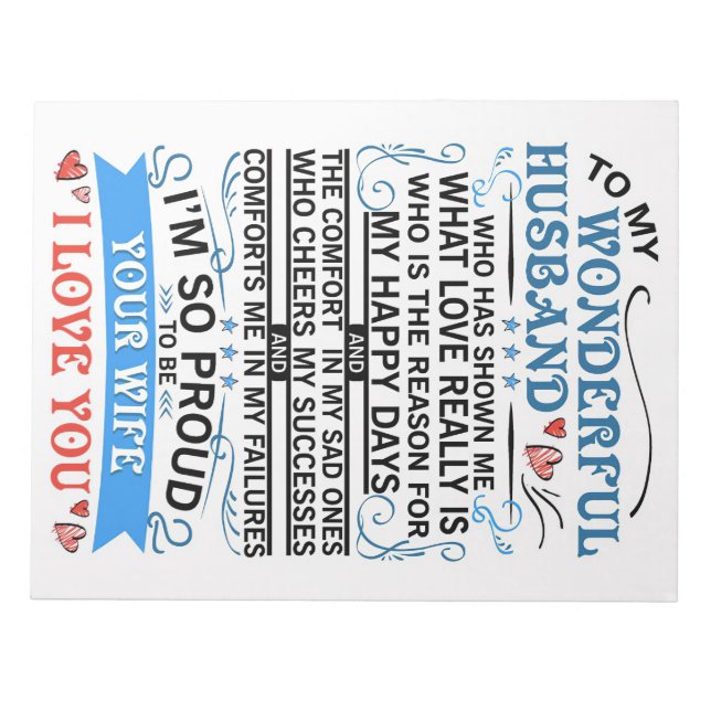 Bloc De Notas Esposo A Mi Maravilloso Esposo (Frente)