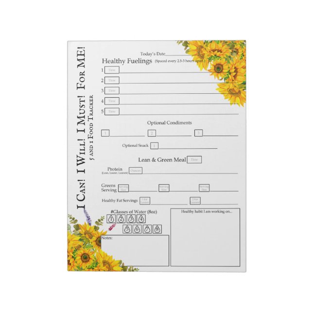 Bloc De Notas Esquina de flores silvestres de girasol Diseño Ras (Lado Izquierdo)