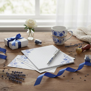 Bloc De Notas Esquinas florales azules