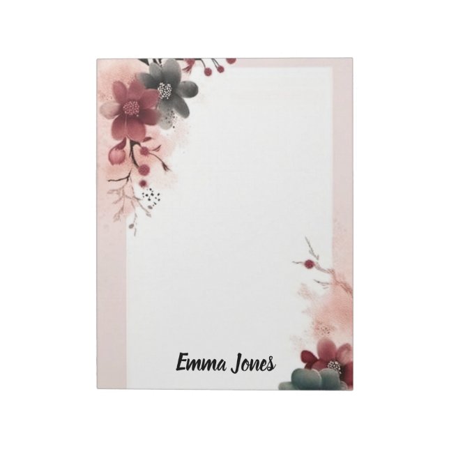 Bloc De Notas Estacionalidad personalizada de floral acuarela de (Lado Izquierdo)