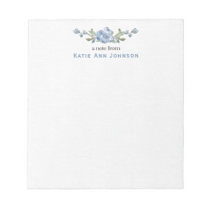 Bloc De Notas Estacionalidad Personalizado floral azul personali