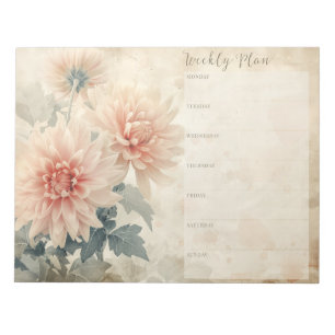 Bloc De Notas Estacionamiento de Planner de Vintage Floral Weekl