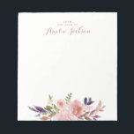 Bloc De Notas Estacionamiento personalizado color de agua floral<br><div class="desc">¡Más Notepads de bonito en la Pequeña Tienda Bayleigh!</div>