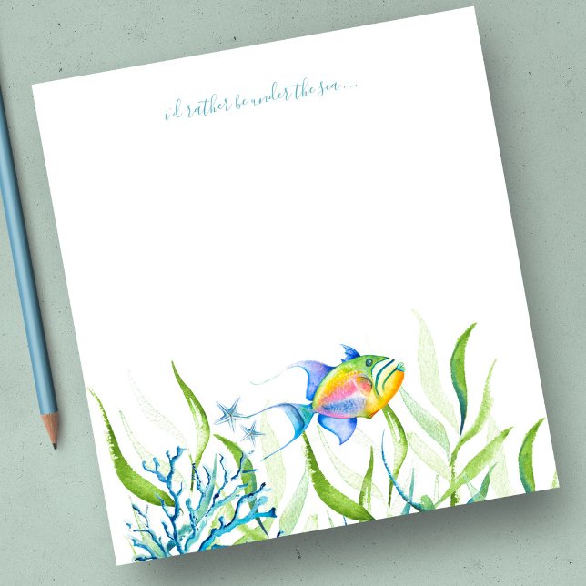 Bloc De Notas Estacionamiento personalizado de acuarela de peces (Notepad Watercolor Tropical Fish Personalized Stationery )