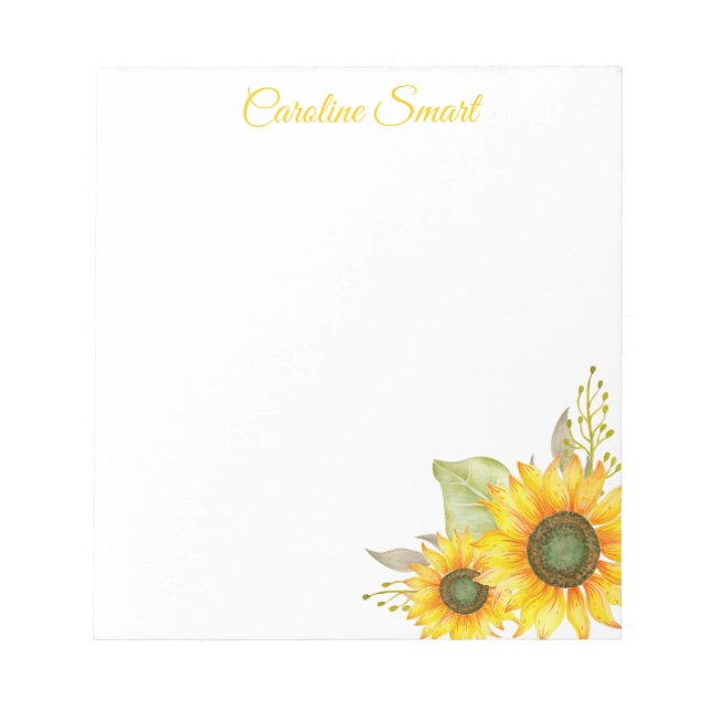 Bloc De Notas Estacionamiento personalizado de girasoles acuarel (Frente)