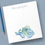 Bloc De Notas Estacionamiento personalizado del pulpo azul de co<br><div class="desc">Elegante y costero, esta papelería personalizada incluye las palabras "Este es mi lugar de playa" y tipografía con letras a mano con mi pulpo azul original arte acuarela. Puede ser personalizado para incluir el nombre de su familia o el monograma en una tipografía escrita a mano. Perfecto para bodas o...</div>