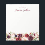 Bloc De Notas Estacionamiento social personalizado de floral roj<br><div class="desc">¡Más Notepads de bonito en la Pequeña Tienda Bayleigh!</div>