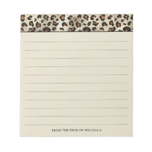 Bloc De Notas Estampado de Animal de Leopardo con Líneas y Texto