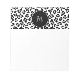 Bloc De Notas Estampado de animales negro gris del leopardo con