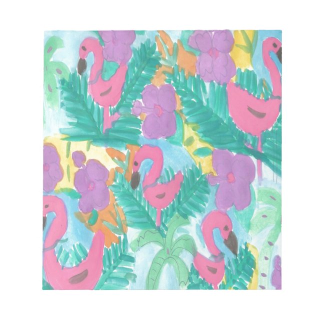 Bloc De Notas Estampado de Jungla Tropical de Flamenco (Frente)