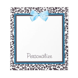 Bloc De Notas Estampado leopardo de moda y Blue Ribbon con