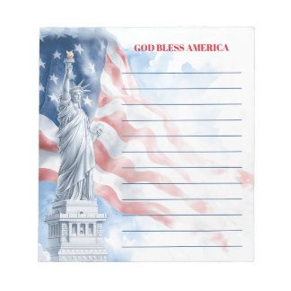 Bloc De Notas Estatua de la Libertad Dios Bendiga América Lined