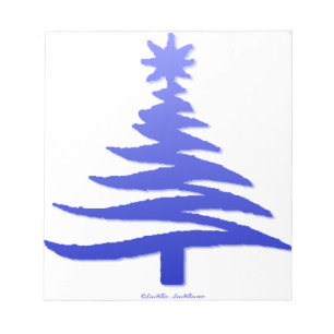 Bloc De Notas Esténcil de árbol de navidad azul de cobalto