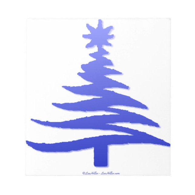 Bloc De Notas Esténcil de árbol de navidad azul de cobalto (Frente)