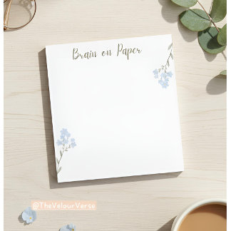 Bloc de notas estético mínimo con flores azules