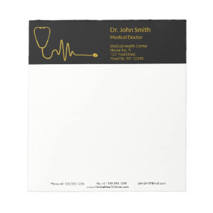 Bloc De Notas Estetoscopio de oro onda ECG lujo línea EKG médico