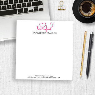 Bloc De Notas Estetoscopio Rosa Lindo Enfermera Doctora Personal