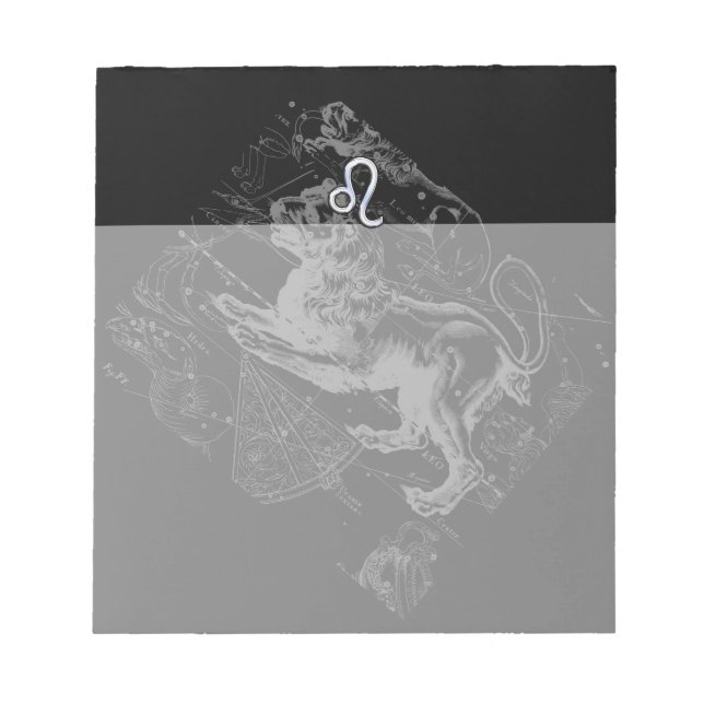 Bloc De Notas Estilo cromado Leo Zodiac Map Hevelius 1690 (Frente)