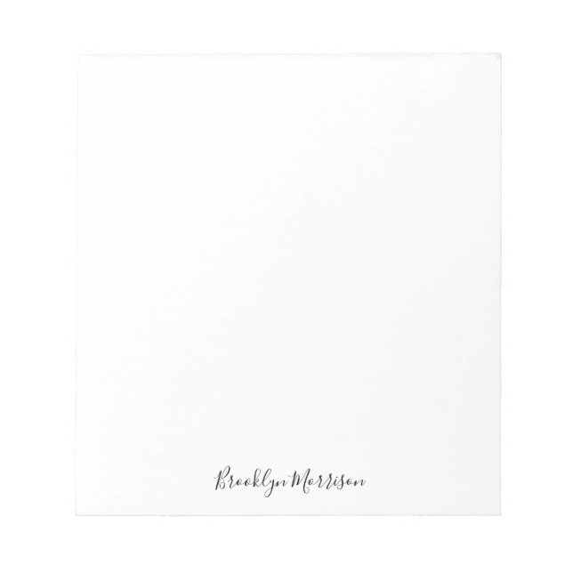 Bloc De Notas Estilo personalizado negro guión nombre texto mono (Frente)