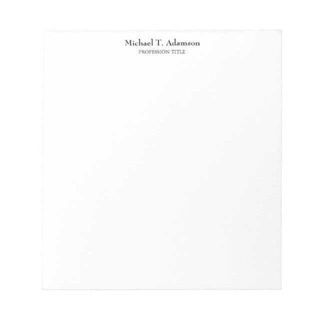 Bloc De Notas Estilo Retro Elegante Plano Simple Blanco (Frente)