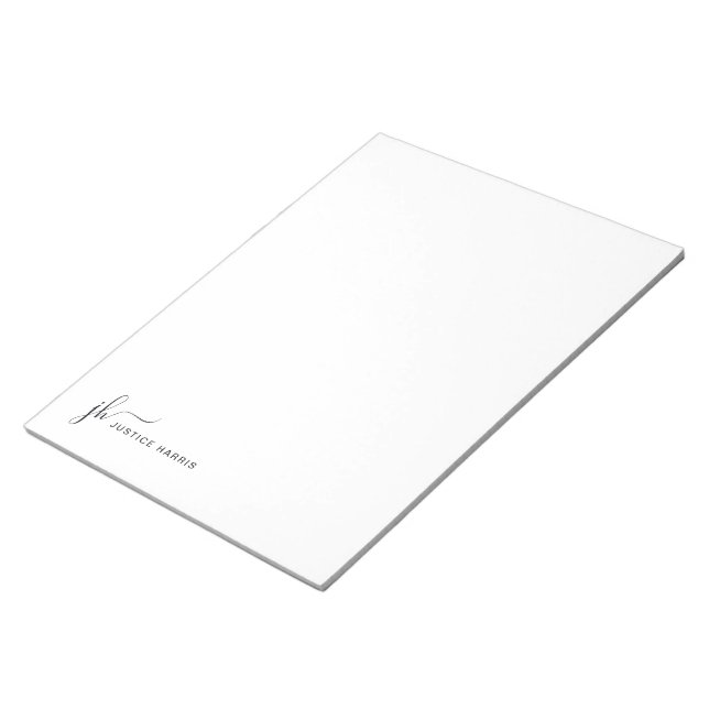 Bloc De Notas Estiloso guión Monograma Estacionamiento personali (Lado Derecho)