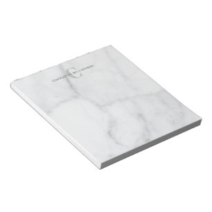 Bloc De Notas Estiloso nombre monogramado en mármol gris blanco