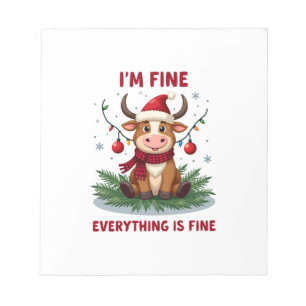 Bloc De Notas Estoy Bien Todo Está Bien Navidad Vaca de las Tier