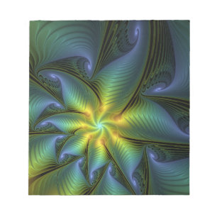 Bloc De Notas Estrella abstracta, brillante arte azul verde dora