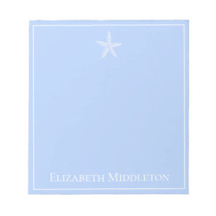 Bloc De Notas Estrella de Mar Personalizada Azul y Blanco Coster