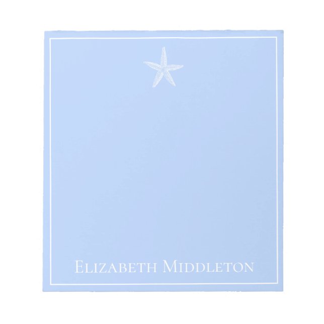 Bloc De Notas Estrella de Mar Personalizada Azul y Blanco Coster (Frente)
