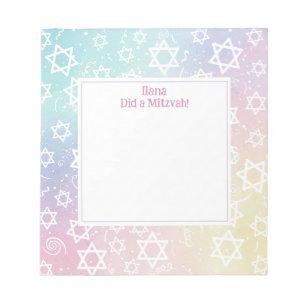 Bloc De Notas Estrella Pastel Magen de David Personalizada Mitzv