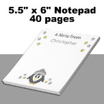 Bloc De Notas Estrellas de pingüino y nombres de niños grises<br><div class="desc">Un cuaderno para los niños. Con un lindo pingüino y estrellas. ¡Agrega un nombre. Idea de regalo. Gris y amarillo.</div>