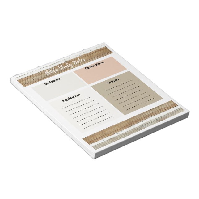 Bloc De Notas Estudio de Biblia Neutral Rústica Notas Notepad (Lado Derecho)