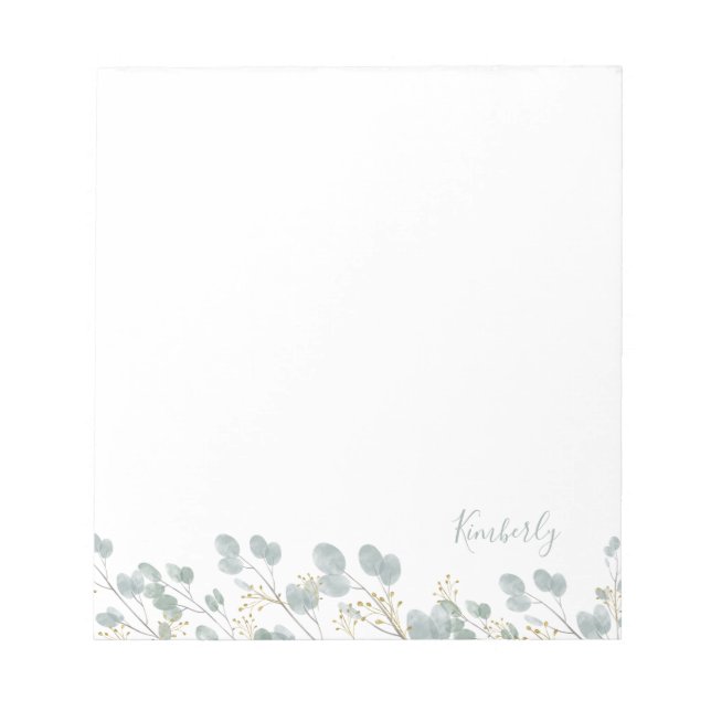 Bloc De Notas Eucalipto ruso con nombre Notepad (Frente)