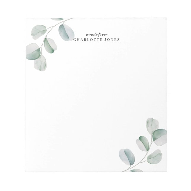 Bloc De Notas Eucalipto Simple Personalizado (Frente)