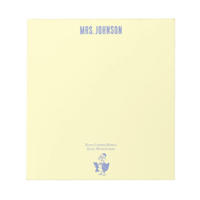 Bloc De Notas Every Comma Matters Every Word Counts Design (Frente)