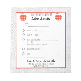 Bloc De Notas Excusa de nota escolar de Apple Plaid rojo