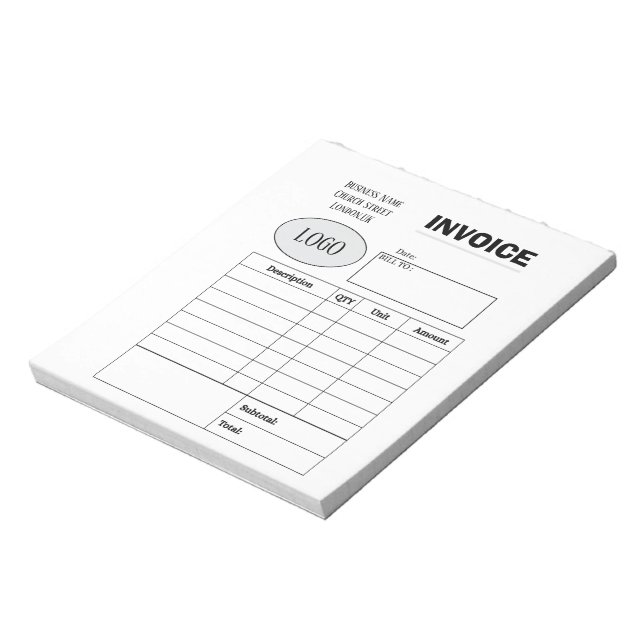 Bloc De Notas Factura comercial personalizada profesional (Lado Izquierdo)