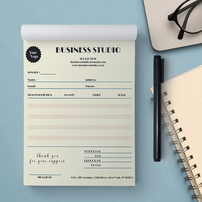 Bloc De Notas Factura de Mármol Crema Recepción de ventas Pequeñ (Cream Marble Invoice Sales Receipt Small Business Notepad)