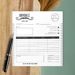 Bloc De Notas Factura única de la barbería de logotipos en blanc