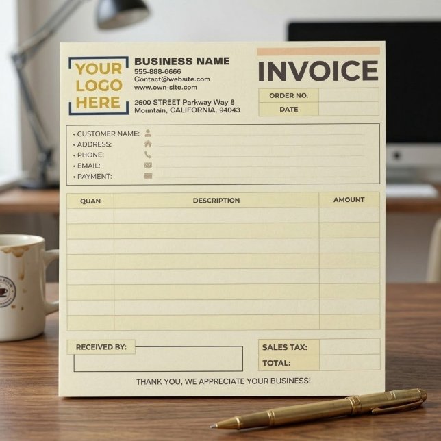 Bloc De Notas Facturas de ventas personalizables e imprimibles | (printable Sales Receipt invoices / blank invoice Template / business Form)