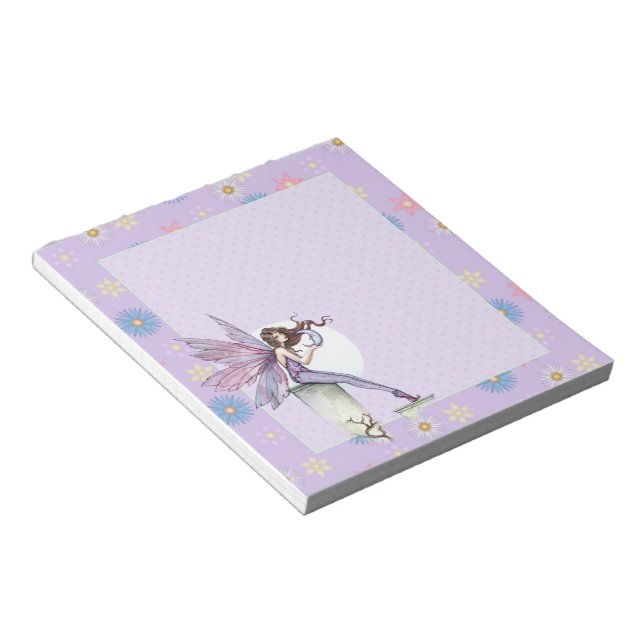 Bloc De Notas Fairy Fantasy Art Pale Purple Floral Notepad (Lado Derecho)