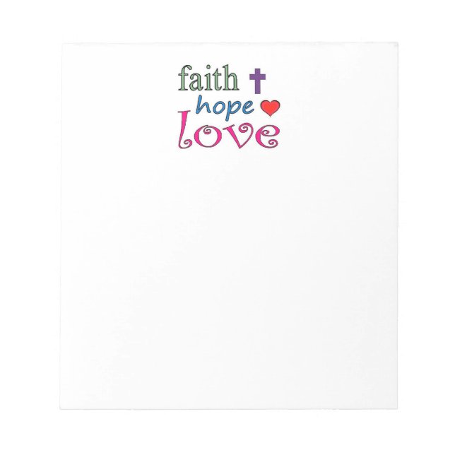 Bloc De Notas Faith Hope Love Cross Heart (Frente)