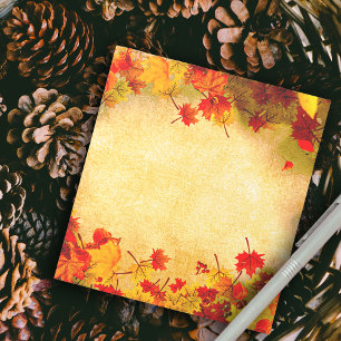 Bloc De Notas Fall Autumn Leaves on Old Paper Background 