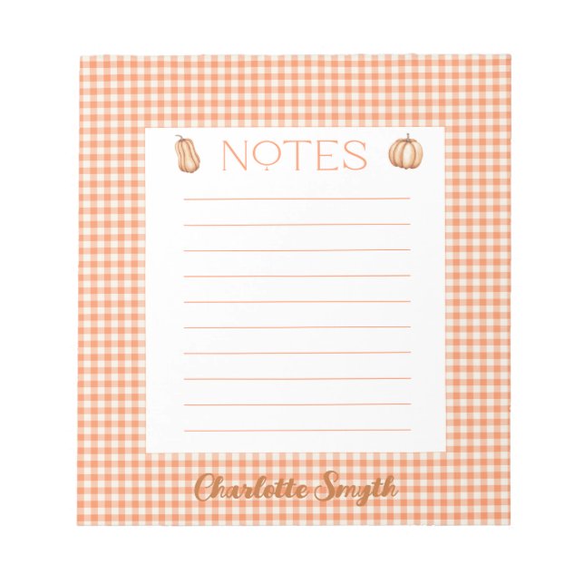 Bloc De Notas Fall Gingham Notepad (Frente)