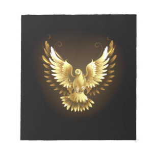 Bloc De Notas Falsa paloma de paz del Relieve metalizado dorado