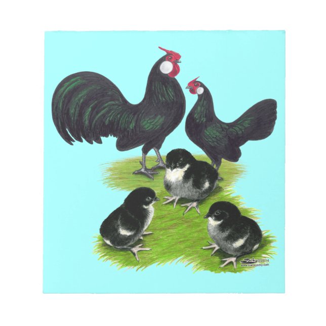 Bloc De Notas Familia de Bantam Negro Rosecomb (Frente)
