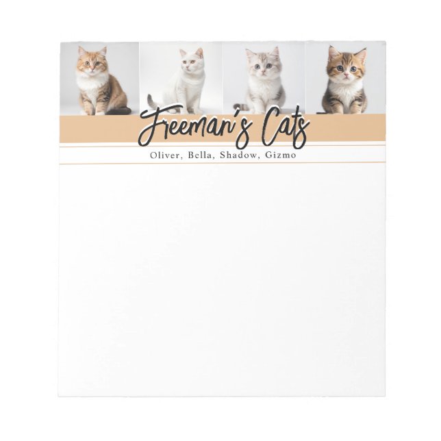 Bloc De Notas Familia de fotos de gatos de Personalizado cutáneo (Frente)