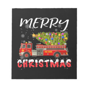 Bloc De Notas Familia de Navidades de bomberos de camiones ciruj